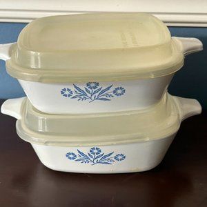 Two VTG Corning Ware Petite P-41 Individual Mini Casserole Dishes With Covers
